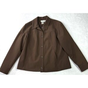 Coldwater Creek Blazer Jacket Womens PM Chocolate Brown Classy Office Stretch